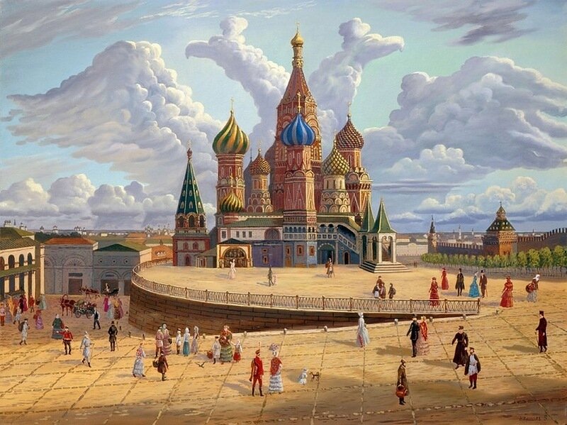 Картина люди на красной площади